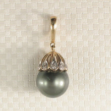 Load image into Gallery viewer, Vintage Baroque Black Tahitian Pearl &amp; 14k Yellow Gold Enhance-Cap Pendant