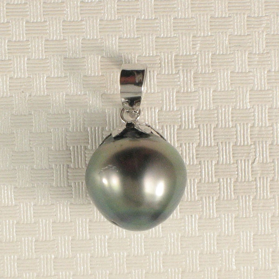 Black Tahitian Pearl Flower Cap Pendant 14KT