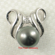 Load image into Gallery viewer, Black Tahitian Pearl Pendant in 14k White Gold &amp; Diamonds