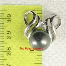Load image into Gallery viewer, Black Tahitian Pearl Pendant in 14k White Gold &amp; Diamonds