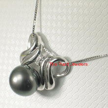Load image into Gallery viewer, Black Tahitian Pearl Pendant in 14k White Gold &amp; Diamonds
