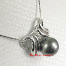 Load image into Gallery viewer, Black Tahitian Pearl Pendant in 14k White Gold &amp; Diamonds