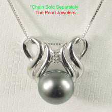Load image into Gallery viewer, Black Tahitian Pearl Pendant in 14k White Gold &amp; Diamonds