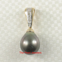 Load image into Gallery viewer, Black Tahitian Pearl Pendant with Yellow Gold &amp; Diamond Stripe