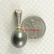 Load image into Gallery viewer, Black Tahitian Pearl Pendant with Yellow Gold &amp; Diamond Stripe