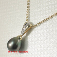 Load image into Gallery viewer, Black Tahitian Pearl Pendant with Yellow Gold &amp; Diamond Stripe