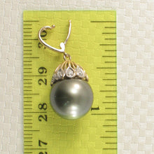 Load image into Gallery viewer, 14k Yellow Gold &amp; 6-Diamond 12 mm Black Tahitian Pearl Pendant