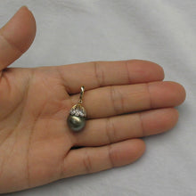 Load image into Gallery viewer, 14k Yellow Gold &amp; 6-Diamond 12 mm Black Tahitian Pearl Pendant