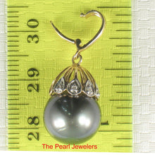 Load image into Gallery viewer, 14k Yellow Gold &amp; 6-Diamond Black Tahitian Pearl Pendant