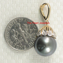 Load image into Gallery viewer, 14k Yellow Gold &amp; 6-Diamond Black Tahitian Pearl Pendant