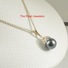 Load image into Gallery viewer, 14k Yellow Gold &amp; 6-Diamond Black Tahitian Pearl Pendant