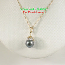 Load image into Gallery viewer, 14k Yellow Gold &amp; 6-Diamond Black Tahitian Pearl Pendant