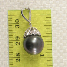 Load image into Gallery viewer, 14k White Gold &amp; 6-Diamond Black Tahitian Pearl Pendant