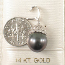 Load image into Gallery viewer, 14k White Gold &amp; 6-Diamond Black Tahitian Pearl Pendant
