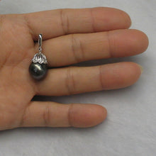 Load image into Gallery viewer, 14k White Gold &amp; 6-Diamond Black Tahitian Pearl Pendant