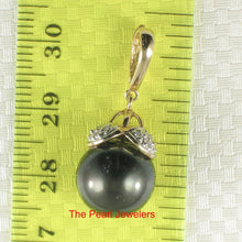 Load image into Gallery viewer, 14k Yellow Gold &amp; 8-Diamond Black Tahitian Pearl Pendant