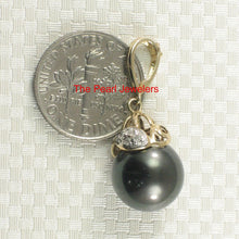 Load image into Gallery viewer, 14k Yellow Gold &amp; 8-Diamond Black Tahitian Pearl Pendant