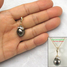 Load image into Gallery viewer, 14k Yellow Gold &amp; 8-Diamond Black Tahitian Pearl Pendant