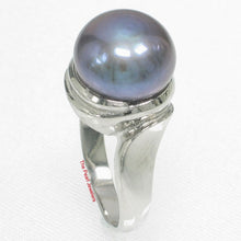 Load image into Gallery viewer, Solid Silver .925 9–10 mm Black-Grey Freshwater Pearl Solitaire Ring