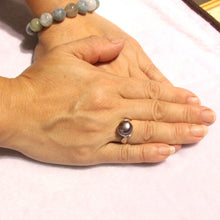 Load image into Gallery viewer, Solid Silver .925 9–10 mm Black-Grey Freshwater Pearl Solitaire Ring
