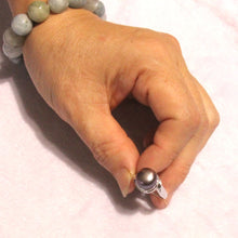 Load image into Gallery viewer, Solid Silver .925 9–10 mm Black-Grey Freshwater Pearl Solitaire Ring