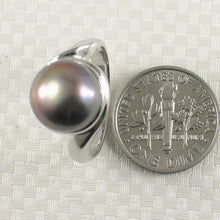 Load image into Gallery viewer, Solid Silver .925 9–10 mm Black-Grey Freshwater Pearl Solitaire Ring