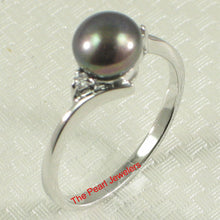 Load image into Gallery viewer, Solid Sterling Silver .925 Black Freshwater Pearl with CZ Accent Ring