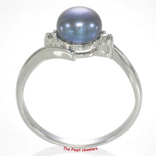 Load image into Gallery viewer, Solid Sterling Silver .925 Blue-Gray Freshwater Pearl with CZ Accent Ring