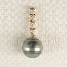 Load image into Gallery viewer, Blue-Green Baroque Pearl &amp; Diamond 14k Heart-Bale Pendant