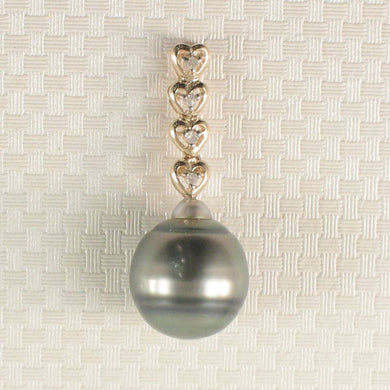 Blue-Green Baroque Pearl & Diamond 14k Heart-Bale Pendant
