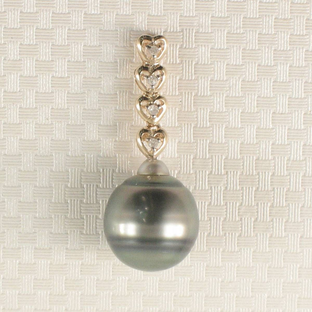 Blue-Green Baroque Pearl & Diamond 14k Heart-Bale Pendant