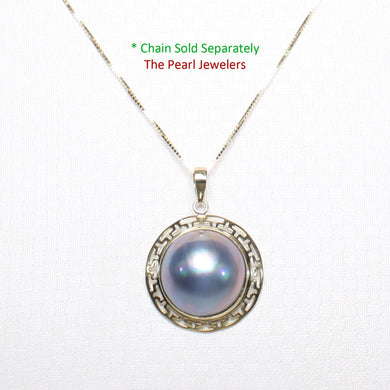 Blue Mabe Pearl Pendant – 14k Yellow Gold Surround Setting
