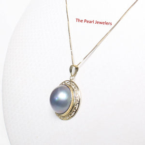 Blue Mabe Pearl Pendant – 14k Yellow Gold Surround Setting