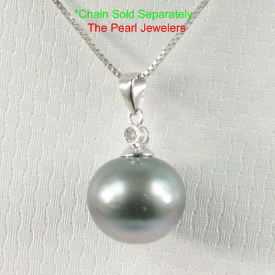 Blue Tahitian Pearl & 14k White Gold Diamond Accent Pendant