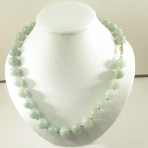 10mm Celadon Jadeite Necklace – 14K Yellow Gold Clasp