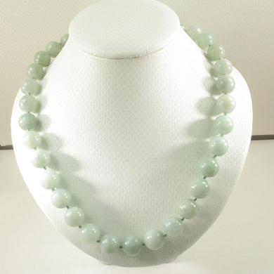 10mm Celadon Jadeite Necklace – 14K Yellow Gold Clasp