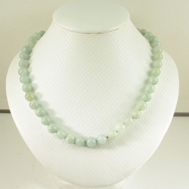 Celadon Green Jadeite Bead Necklace – Knotted with .925 Silver