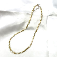 Load image into Gallery viewer, Champagne Freshwater Rice Pearl Necklace with Silver Clasp