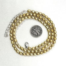 Load image into Gallery viewer, Champagne Freshwater Rice Pearl Necklace with Silver Clasp