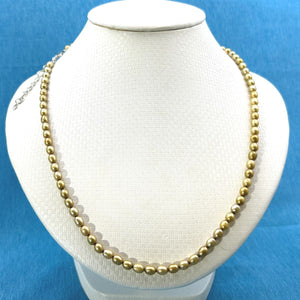 Champagne Freshwater Rice Pearl Necklace with Silver Clasp