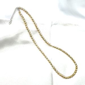 Champagne Freshwater Rice Pearl Necklace with Silver Clasp