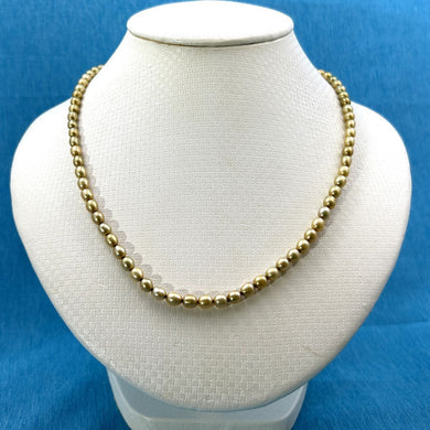 Champagne Freshwater Rice Pearl Necklace with Silver Clasp