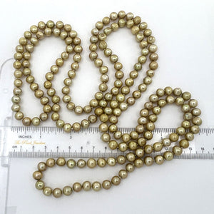 Champagne Freshwater Pearl Infinity Necklace – 60” Hand Knotted