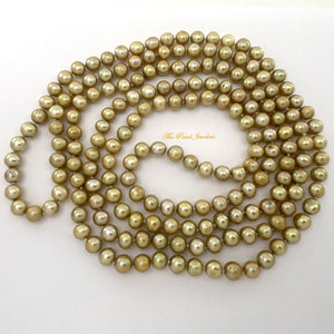 Champagne Freshwater Pearl Infinity Necklace – 60” Hand Knotted