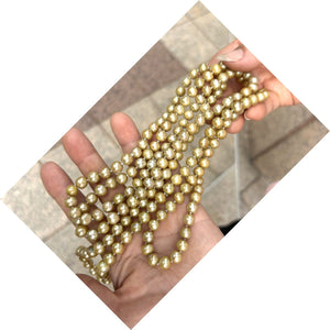 Champagne Freshwater Pearl Infinity Necklace – 60” Hand Knotted