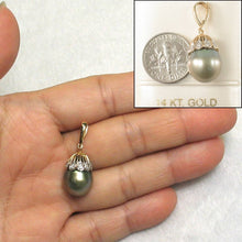 Load image into Gallery viewer, Chartreuse-Tone Tahitian Pearl &amp; 14k Yellow Gold Enhance-Cap Pendant