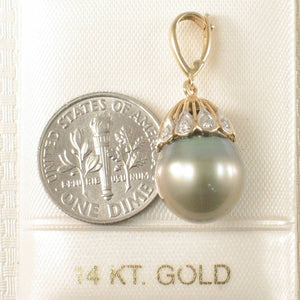 Chartreuse-Tone Tahitian Pearl & 14k Yellow Gold Enhance-Cap Pendant