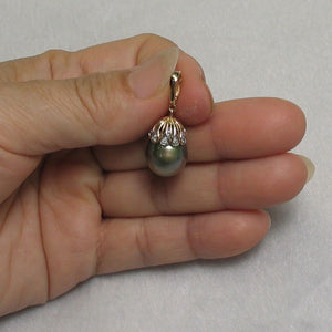 Chartreuse-Tone Tahitian Pearl & 14k Yellow Gold Enhance-Cap Pendant