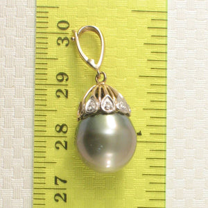 Chartreuse-Tone Tahitian Pearl & 14k Yellow Gold Enhance-Cap Pendant