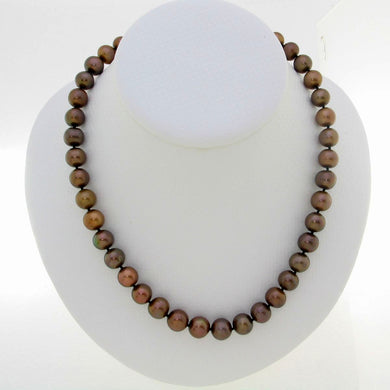 Chocolate Freshwater Pearl Necklace with 14K Twist Clasp (17–21”)
